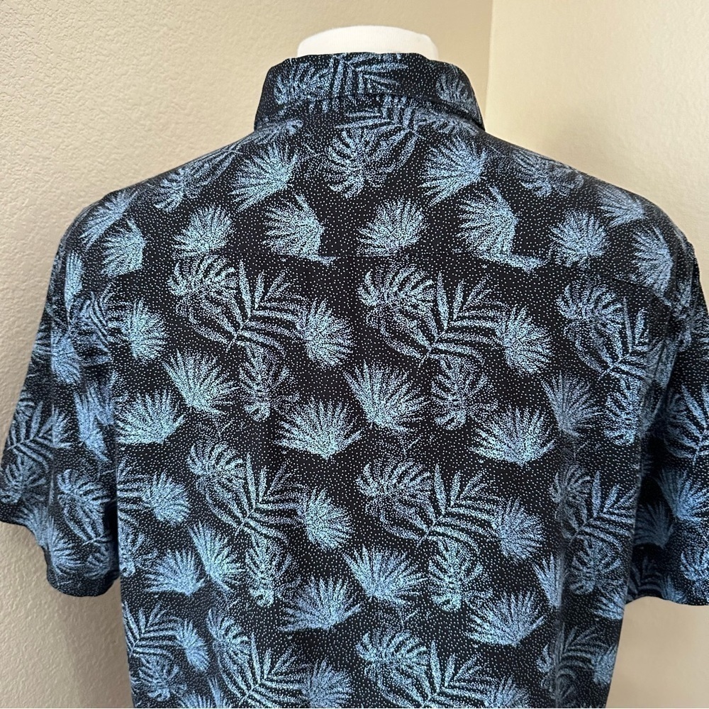 Nat Nast Silk Blend Short Sleeve Palm Button Up Navy Blue Shirt Size L - Picture 7 of 11